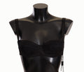 Dolce & Gabbana Schwarzer Balconette-BH aus Satin-Spitze mit Tupfen