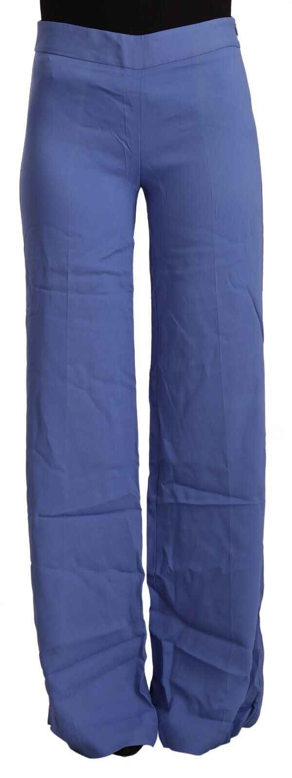 P.A.R.O.S.H. Blue high-waisted wide-leg viscose trousers