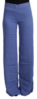 P.A.R.O.S.H. Blue high-waisted wide-leg viscose trousers