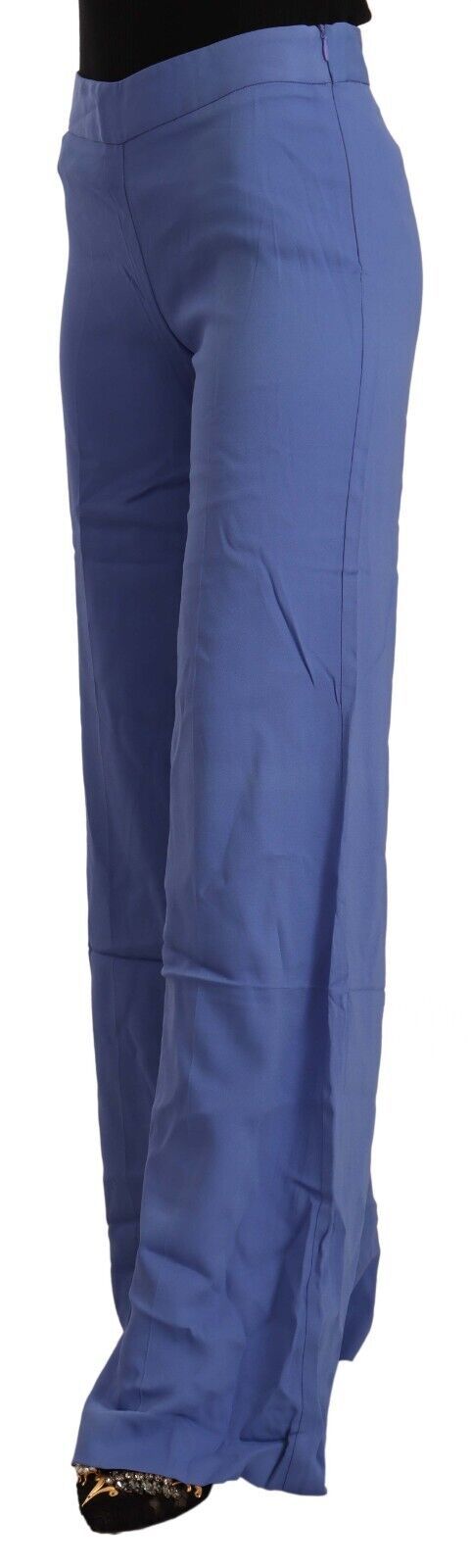 P.A.R.O.S.H. Blue high-waisted wide-leg viscose trousers