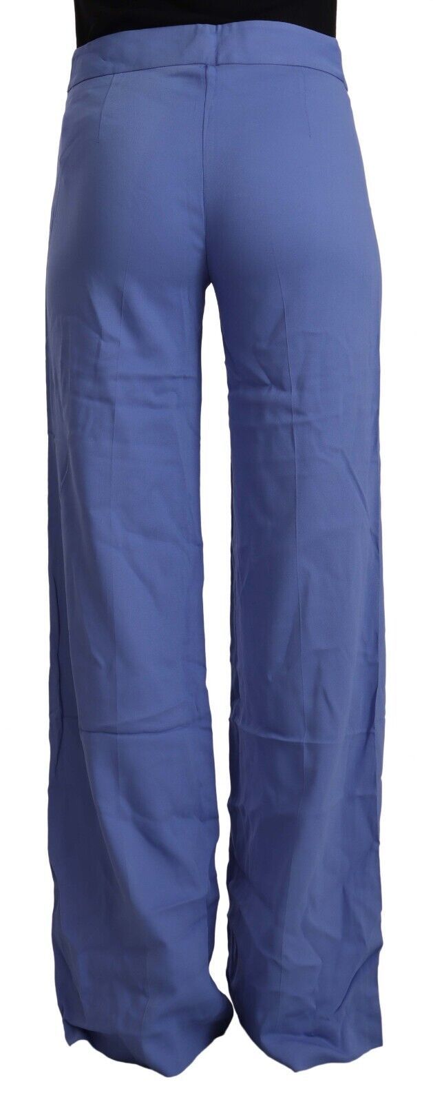 P.A.R.O.S.H. Blue high-waisted wide-leg viscose trousers