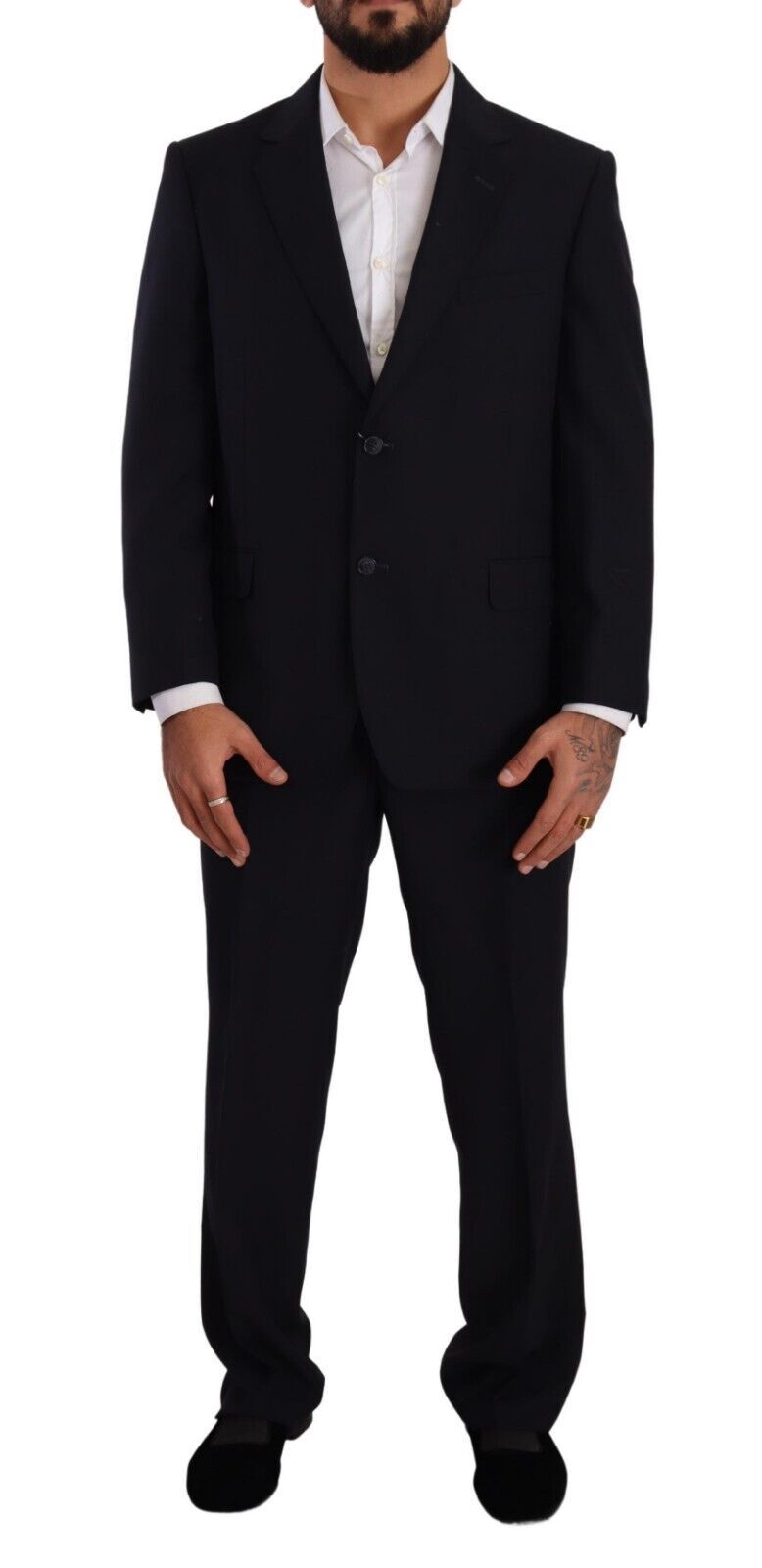 Domenico Tagliente Men's Blue Single-Breasted Polyester Formal Suit