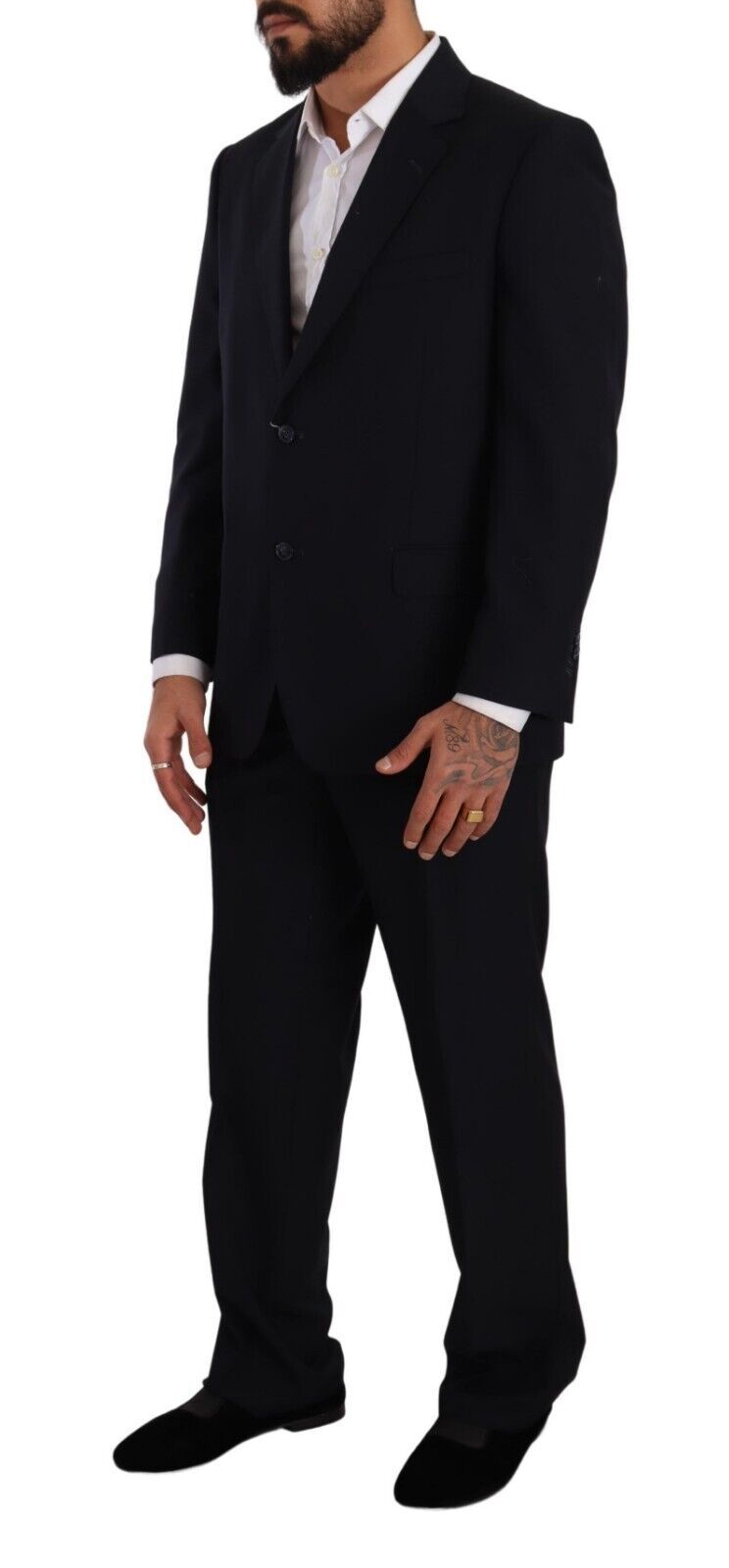 Domenico Tagliente Men's Blue Single-Breasted Polyester Formal Suit
