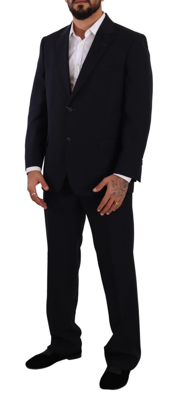 Domenico Tagliente Men's Blue Single-Breasted Polyester Formal Suit