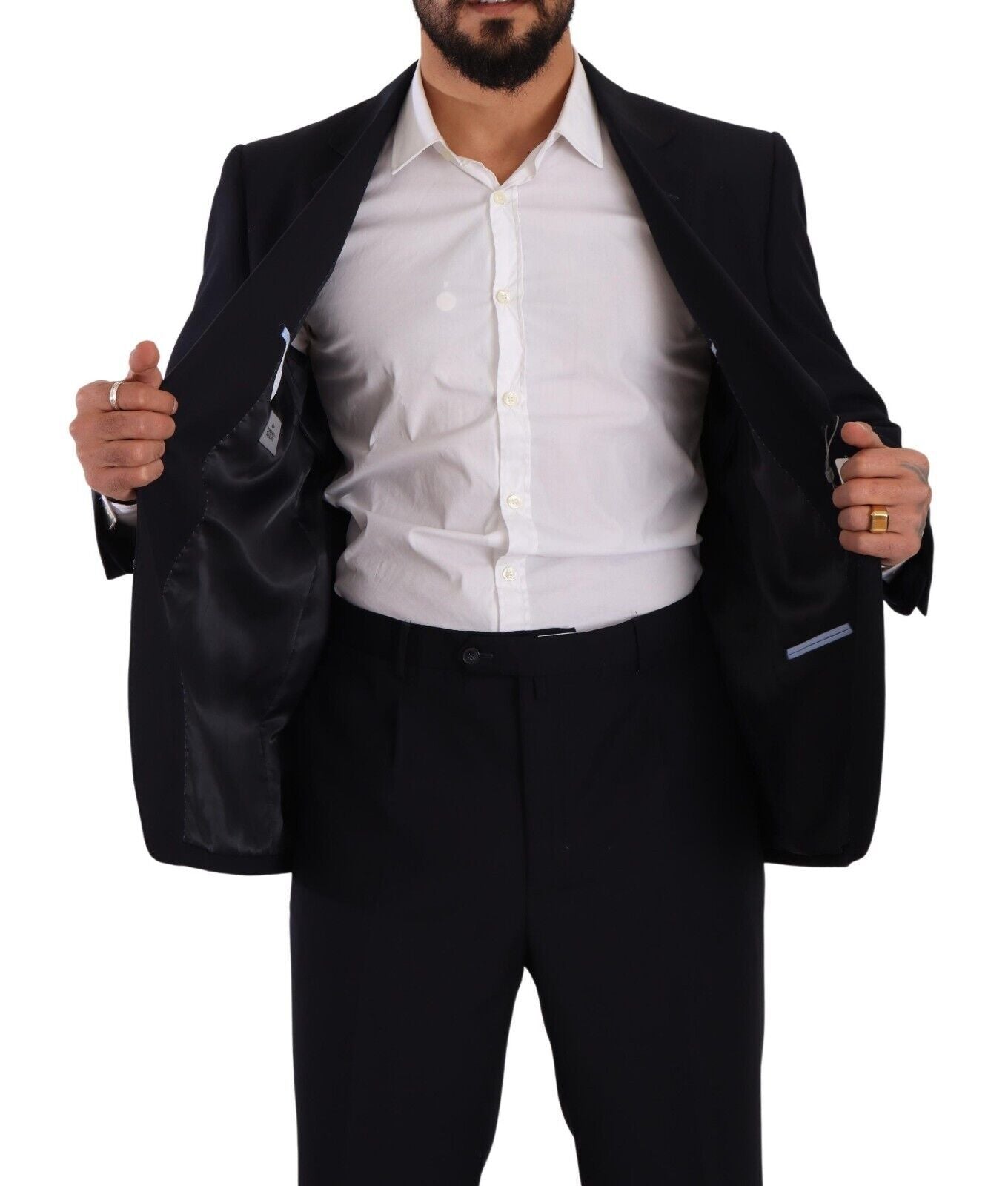 Domenico Tagliente Men's Blue Single-Breasted Polyester Formal Suit