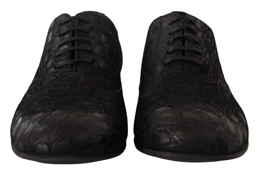 Dolce & Gabbana Men's Black Caiman Leather Oxford Shoes