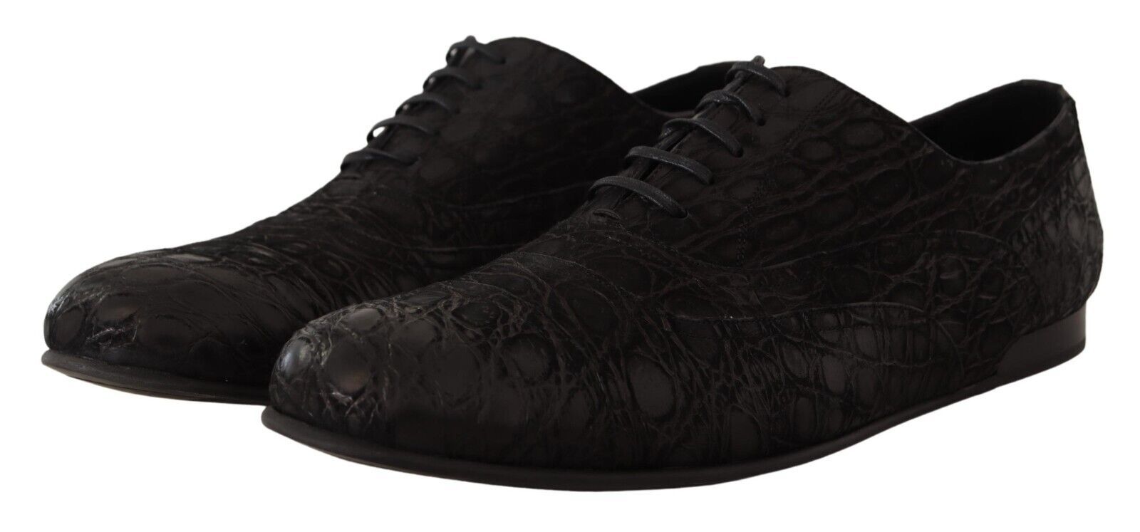 Dolce & Gabbana Men's Black Caiman Leather Oxford Shoes