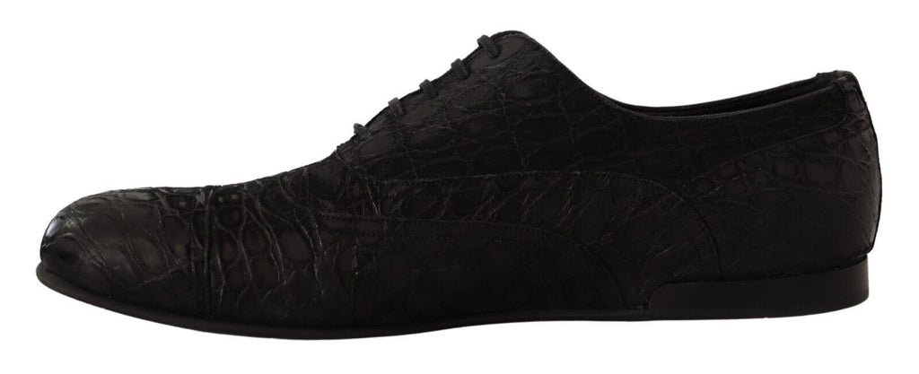 Dolce & Gabbana Men's Black Caiman Leather Oxford Shoes