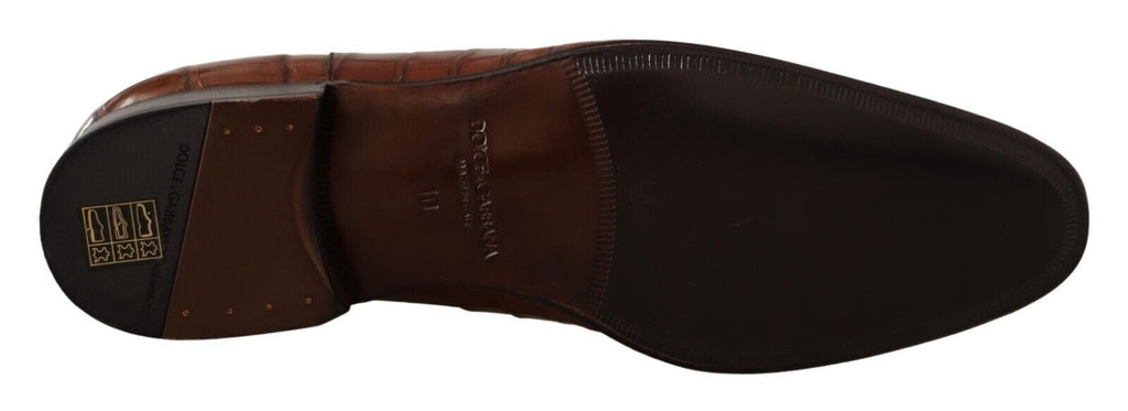 Dolce & Gabbana Braunes Krokodilleder Herren Derby Schuhe