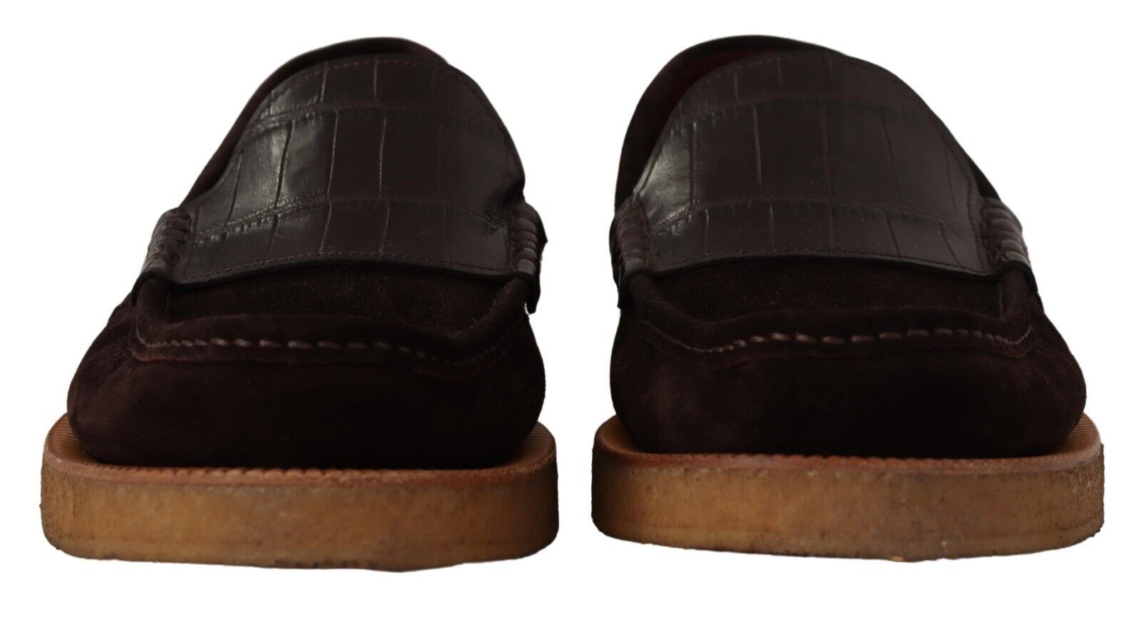 Dolce & Gabbana Brown Suede Slip-On Flats Moccasin Shoes