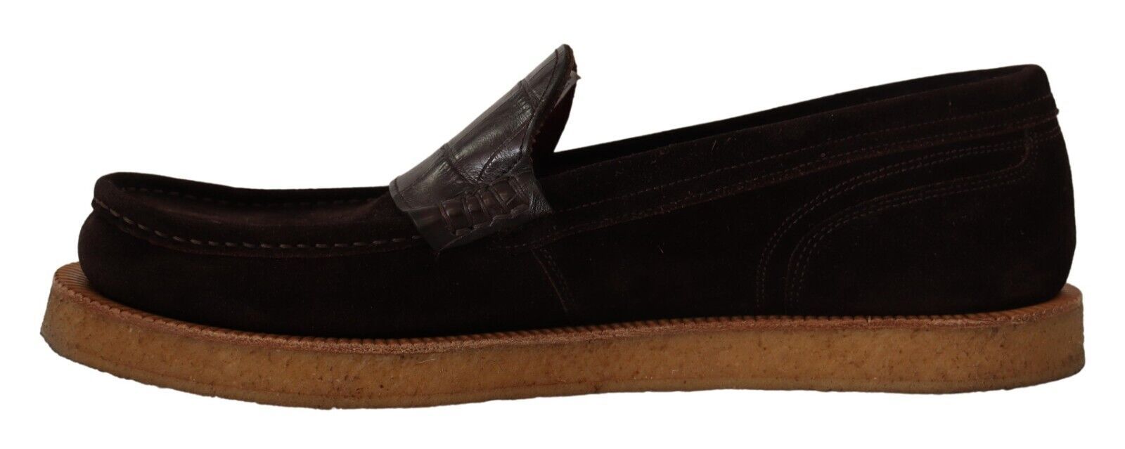 Dolce & Gabbana Brown Suede Slip-On Flats Moccasin Shoes