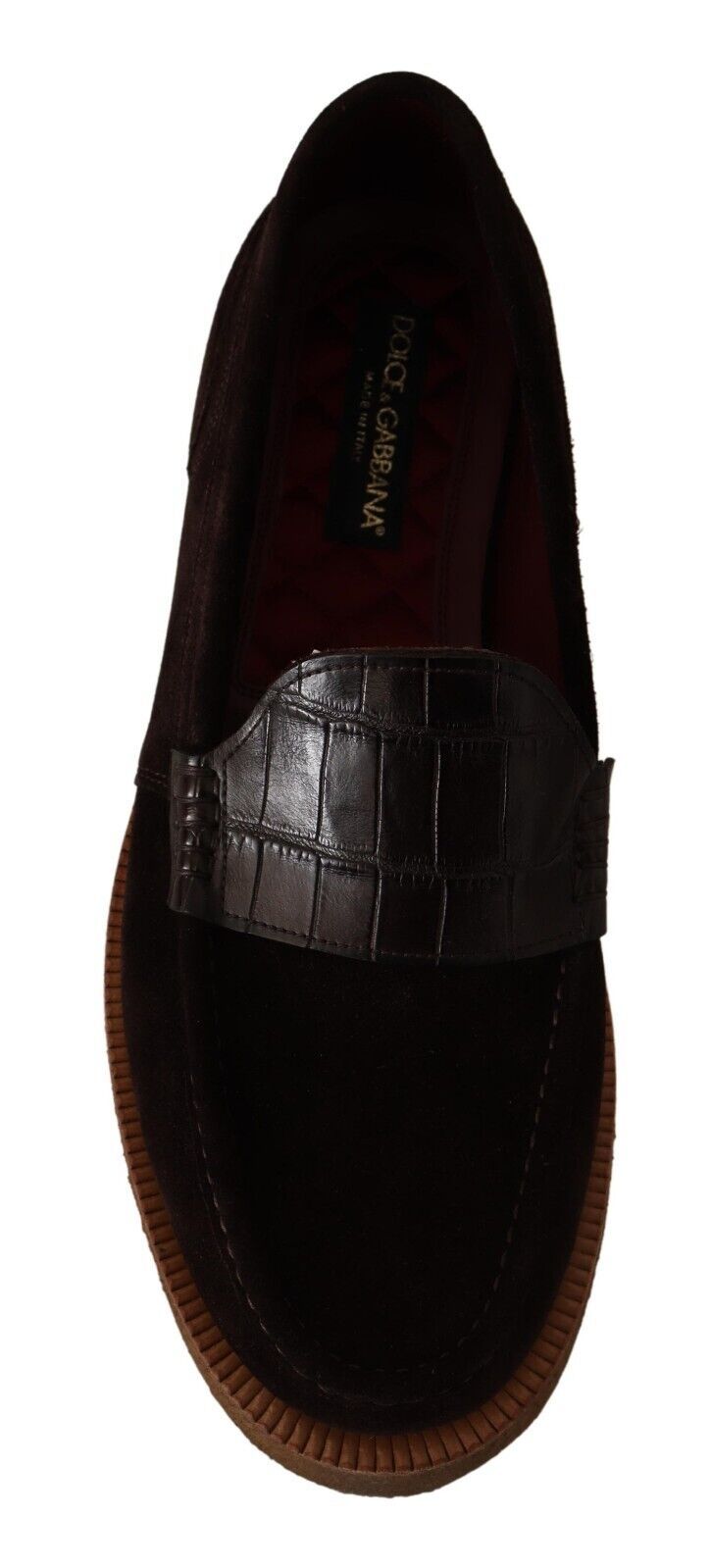 Dolce & Gabbana Brown Suede Slip-On Flats Moccasin Shoes