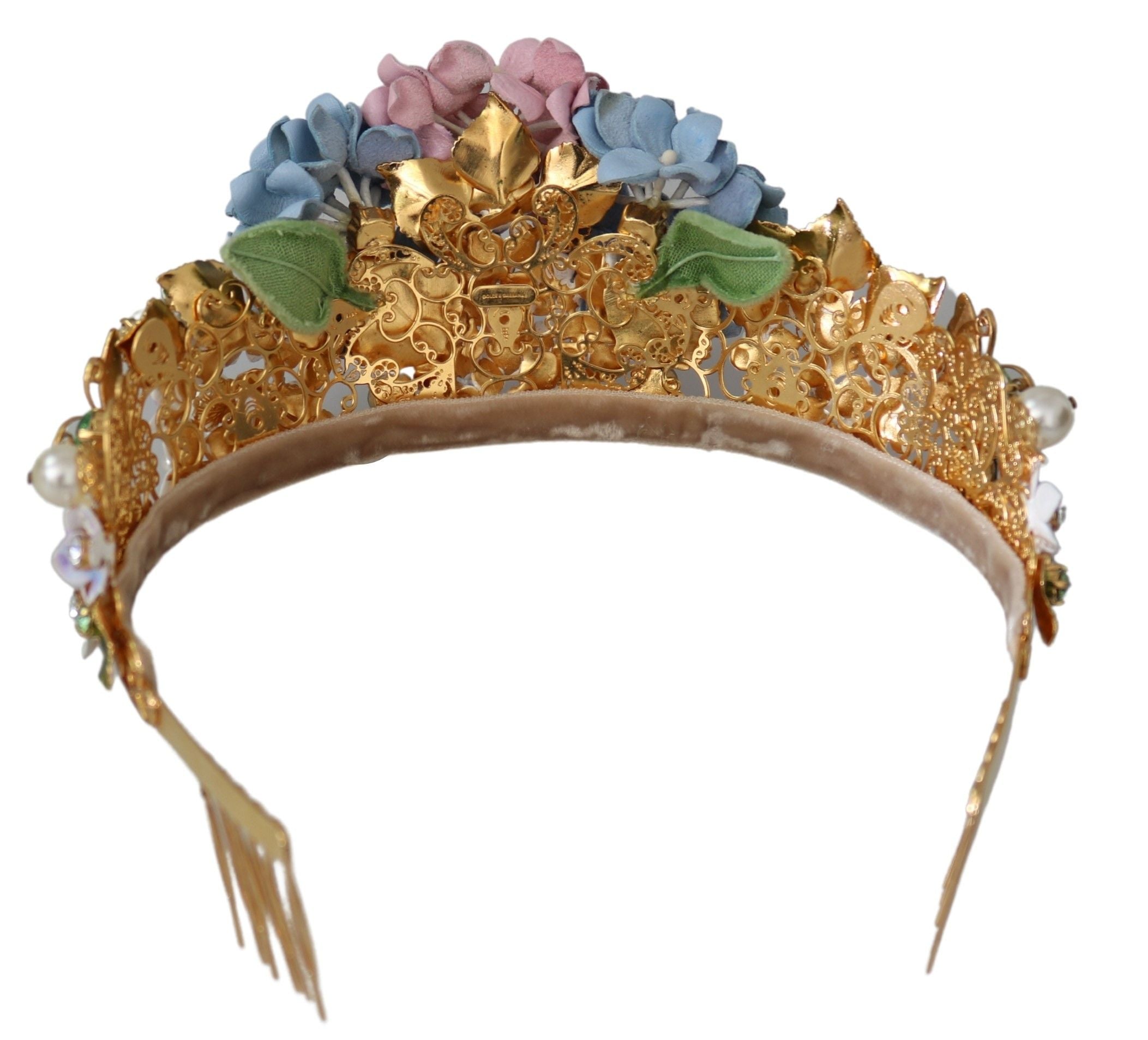 Dolce & Gabbana Gold Crystal Purple Hydrangea Headband Crown Tiara