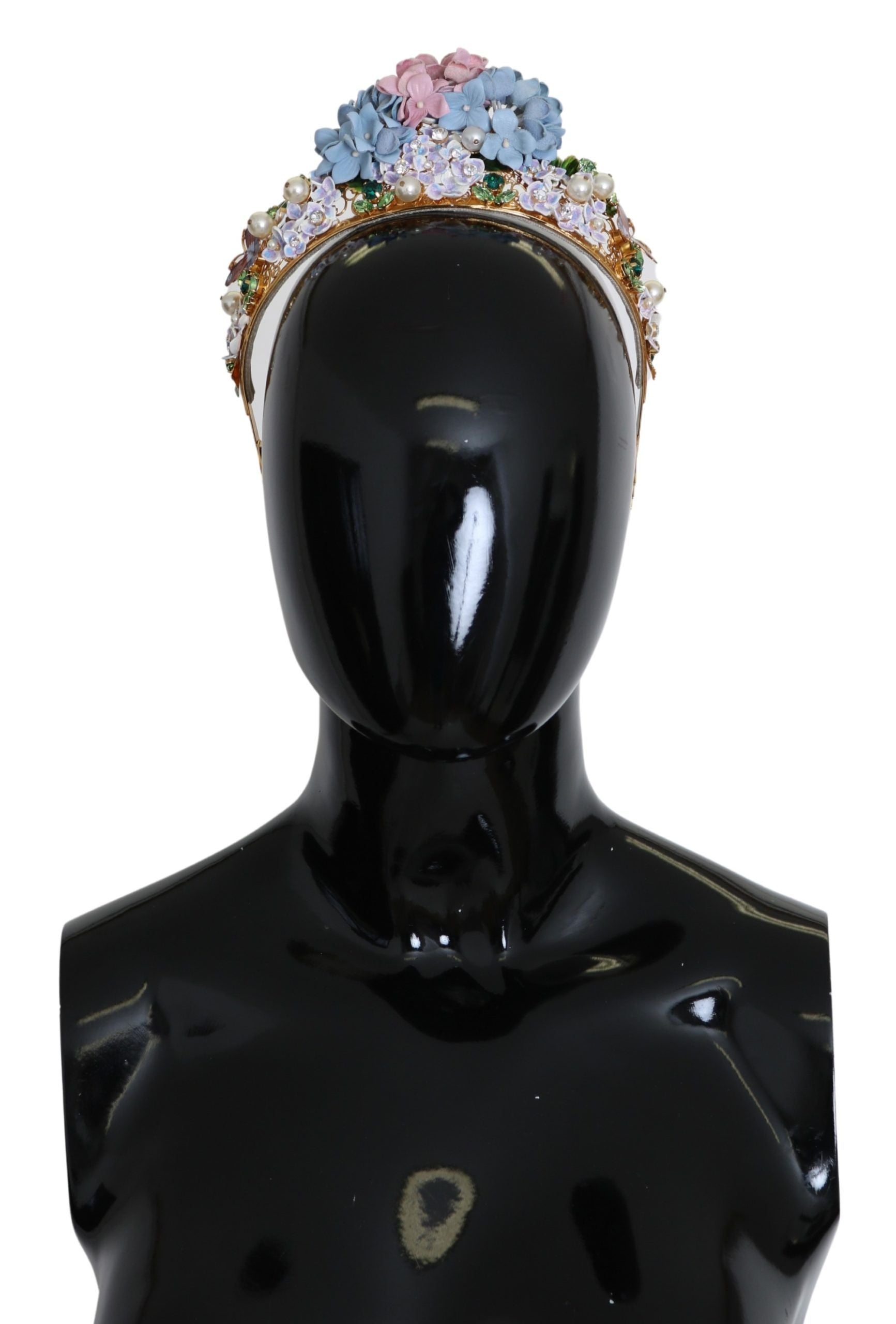 Dolce & Gabbana Gold Crystal Purple Hydrangea Headband Crown Tiara