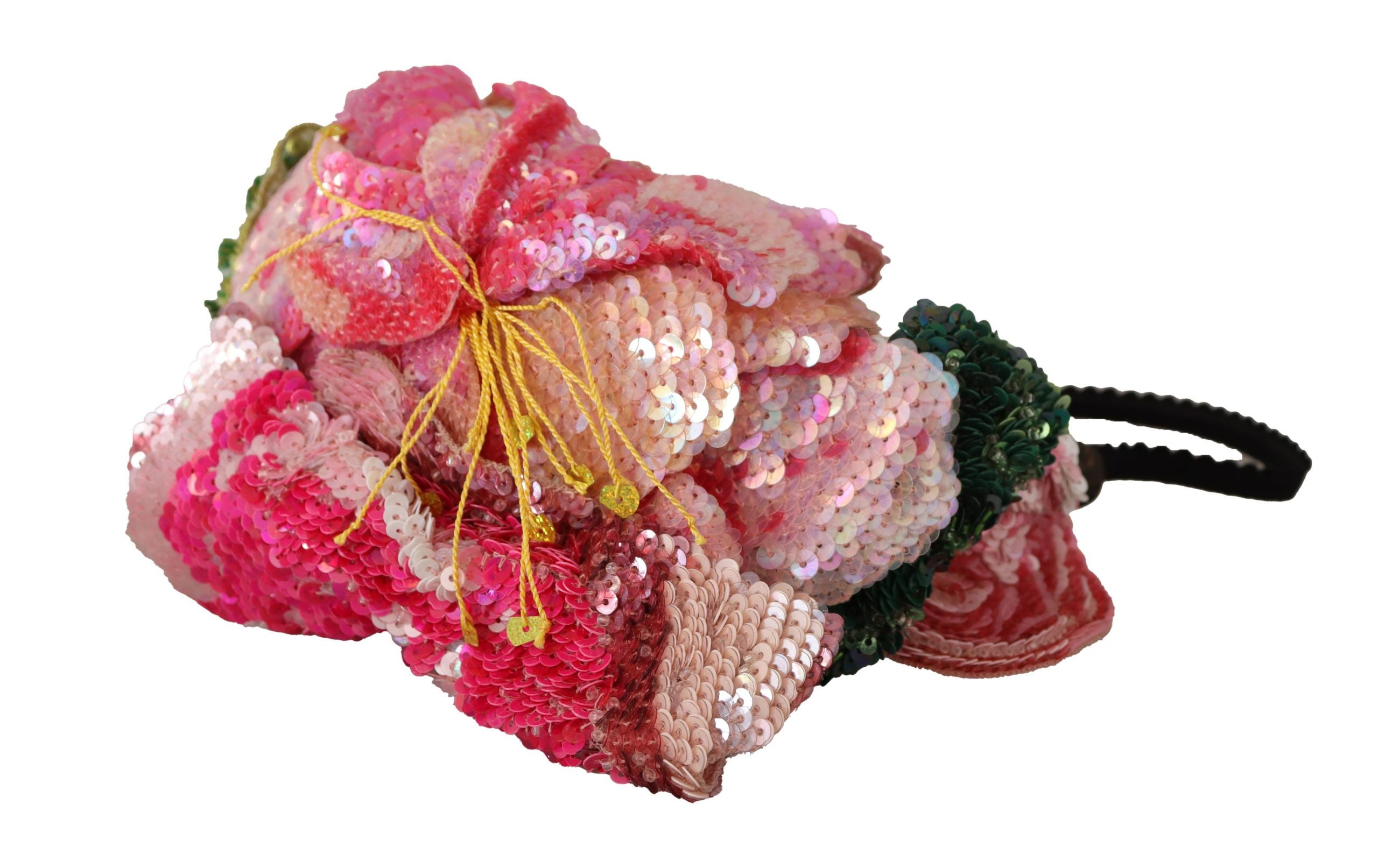 Dolce & Gabbana Multicolor Sequin Lurex Black Headband