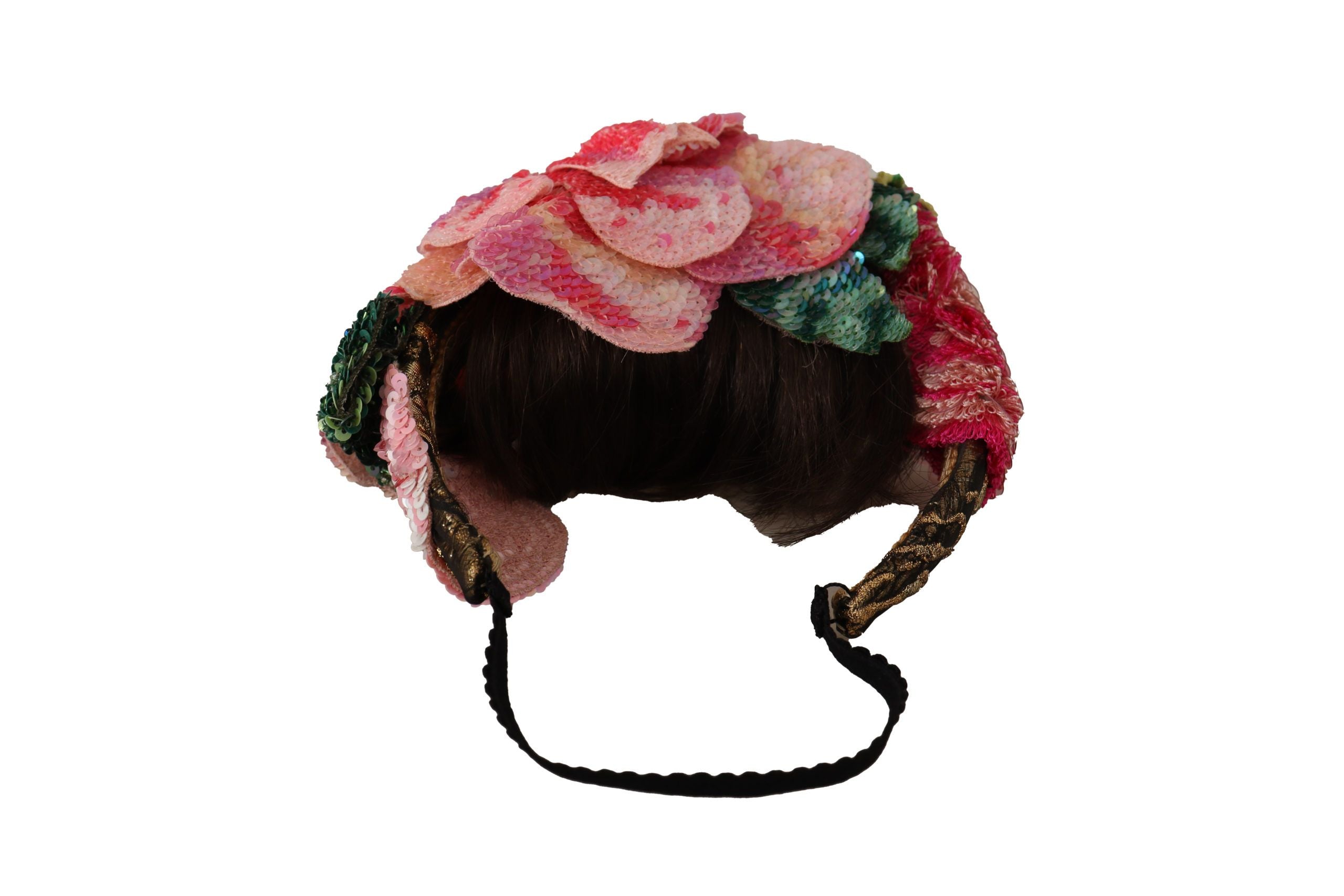 Dolce & Gabbana Multicolor Sequin Lurex Black Headband