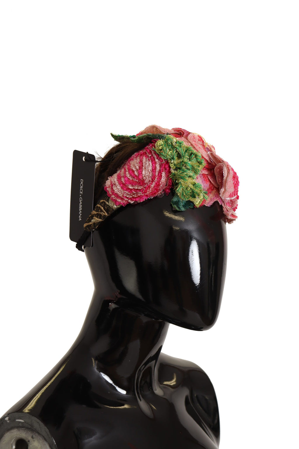 Dolce & Gabbana Multicolor Sequin Lurex Black Headband