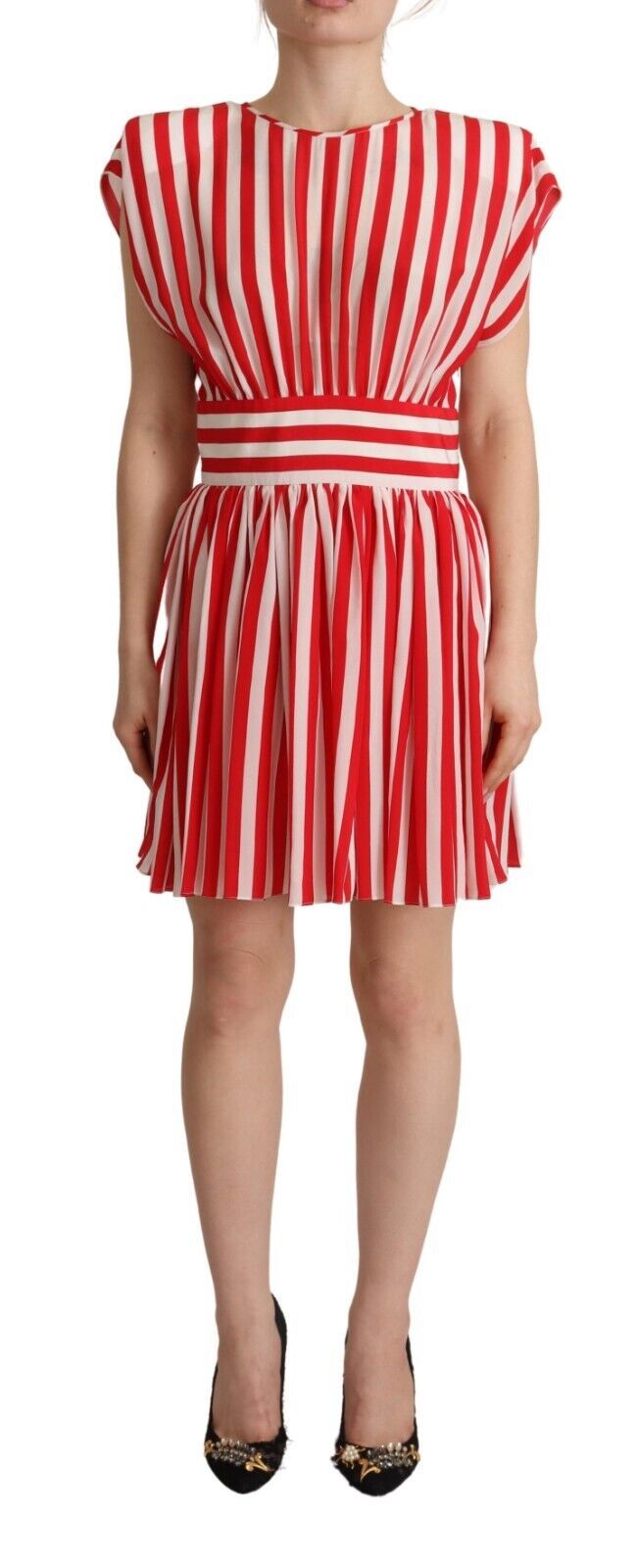 Dolce & Gabbana Rot-weiß gestreiftes Seiden-Minikleid in A-Linie