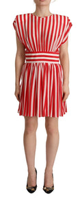 Dolce & Gabbana Rot-weiß gestreiftes Seiden-Minikleid in A-Linie