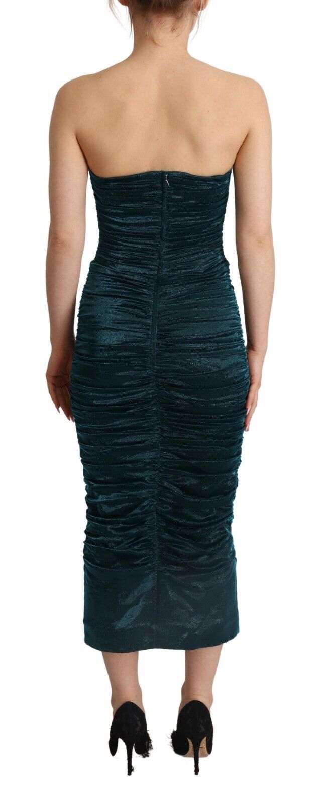 Dolce & Gabbana Türkisfarbenes Bustier-Mieder Drapiertes Midikleid