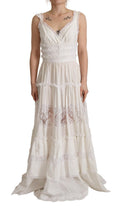 Dolce & Gabbana White Tiered A-Line Cotton Maxi Dress