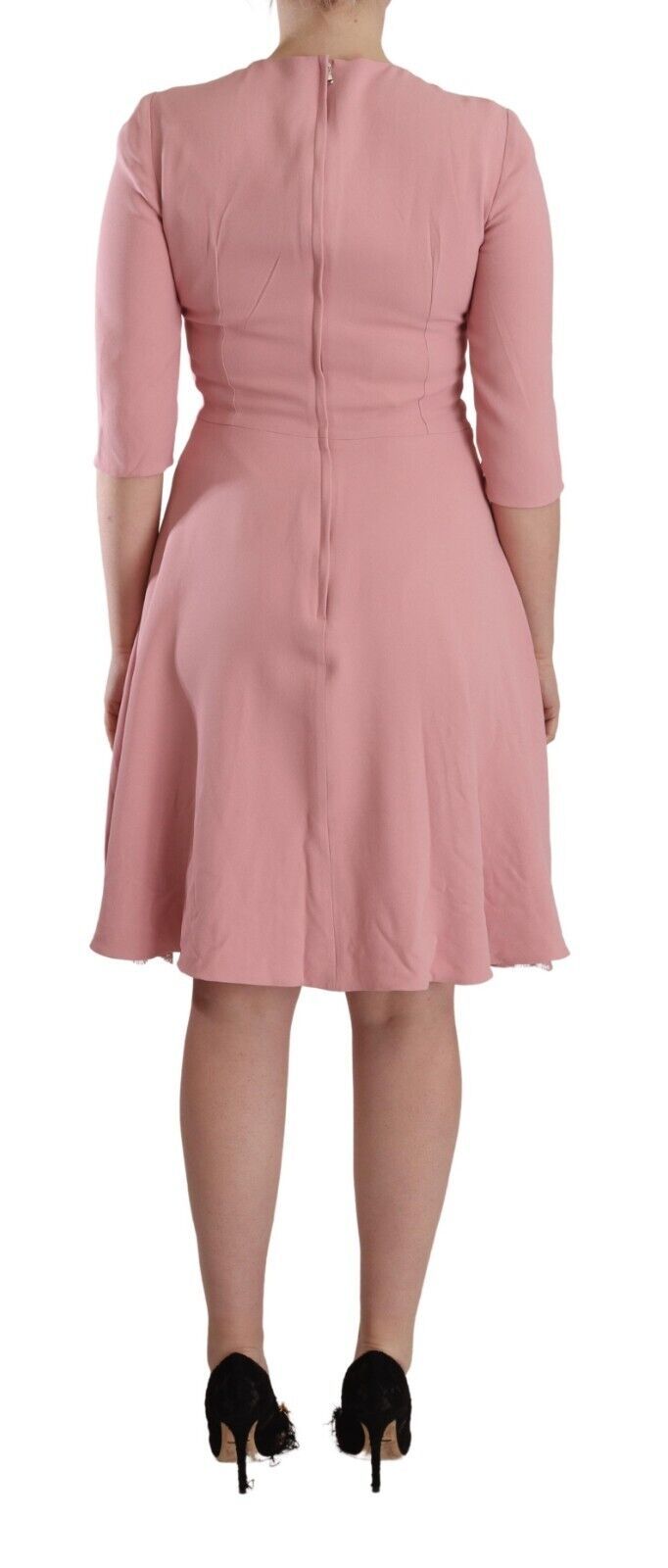 Dolce & Gabbana Rosa 3/4-Ärmel Viskosemischung A-Linien-Kleid