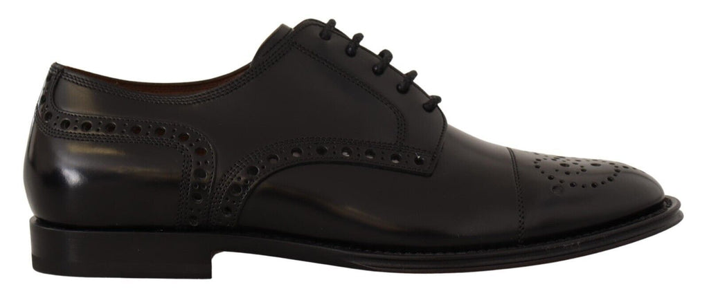 Dolce & Gabbana Black Leather Wingtip Men's Formal Derby Shoes