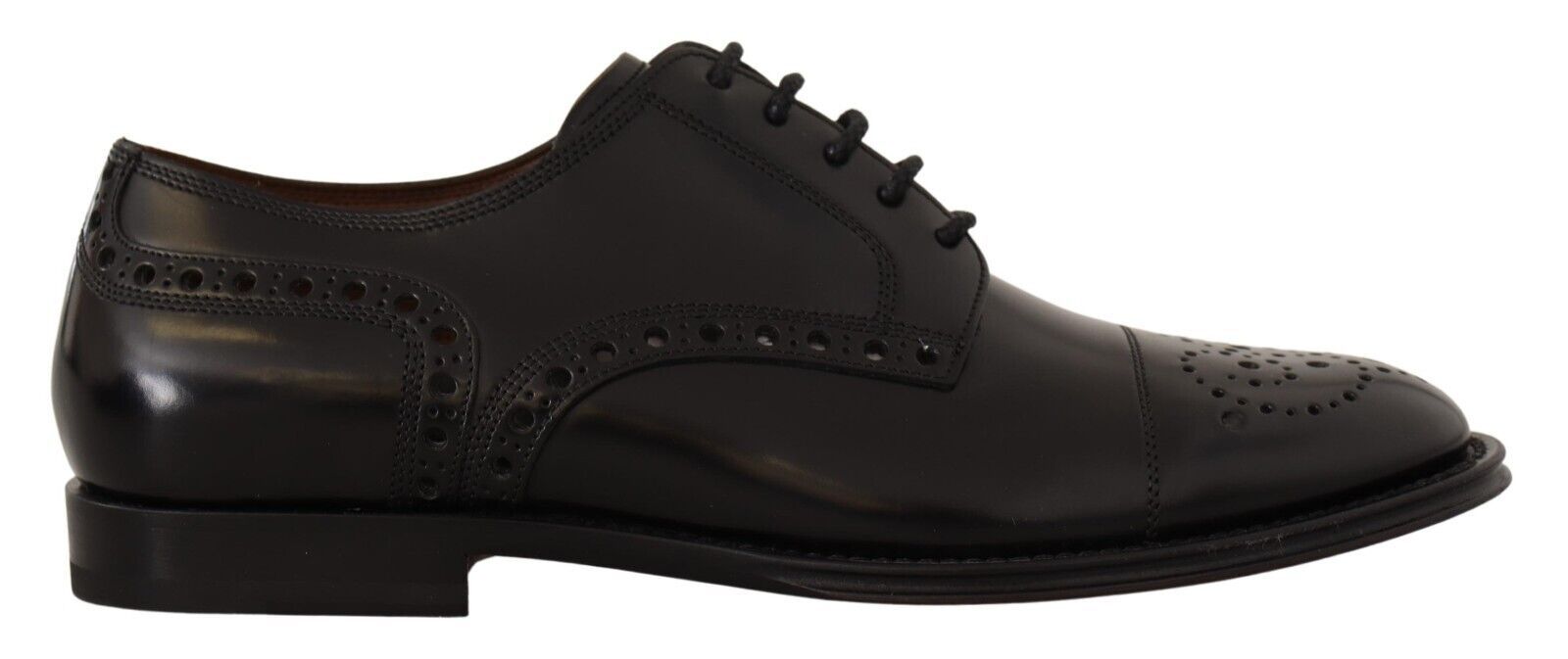 Dolce & Gabbana Black Leather Wingtip Men's Formal Derby Shoes