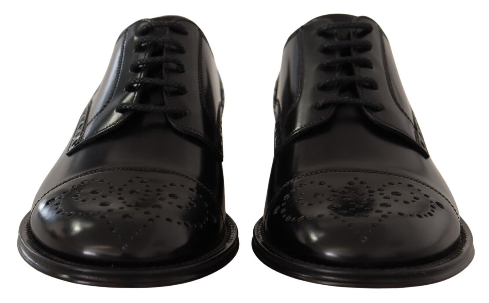 Dolce & Gabbana Black Leather Wingtip Men's Formal Derby Shoes
