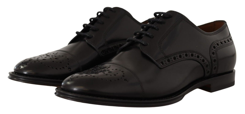 Dolce & Gabbana Black Leather Wingtip Men's Formal Derby Shoes