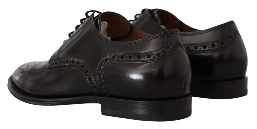 Dolce & Gabbana Black Leather Wingtip Men's Formal Derby Shoes