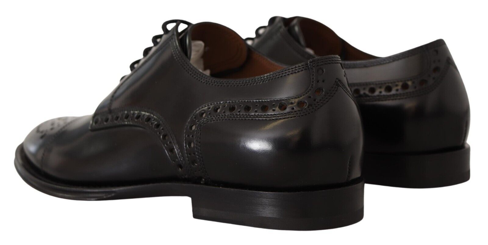 Dolce & Gabbana Black Leather Wingtip Men's Formal Derby Shoes