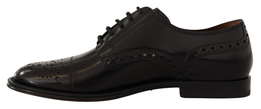 Dolce & Gabbana Black Leather Wingtip Men's Formal Derby Shoes