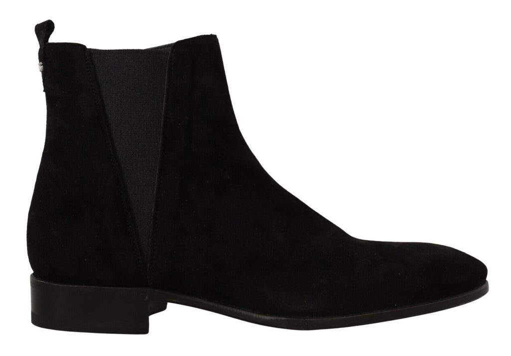 Dolce & Gabbana Black Suede Leather Chelsea Men's Boots Shoes