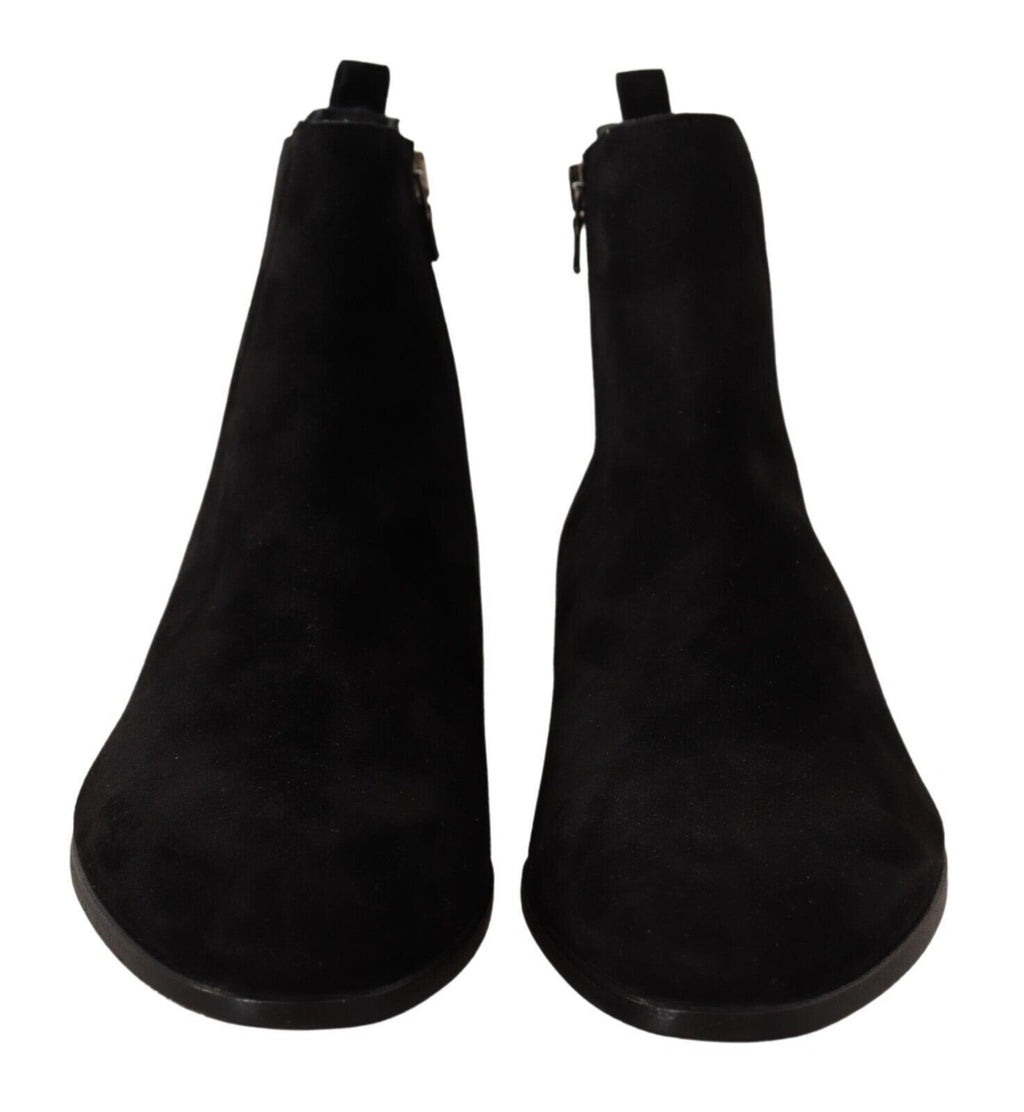 Dolce & Gabbana Black Suede Leather Chelsea Men's Boots Shoes