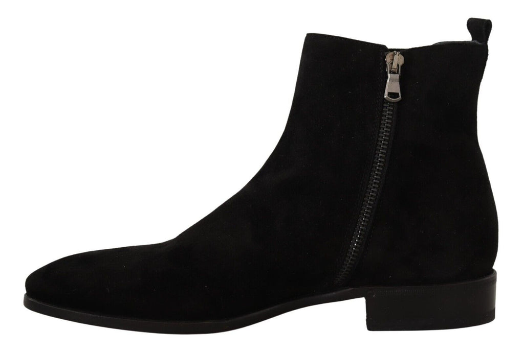 Dolce & Gabbana Black Suede Leather Chelsea Men's Boots Shoes