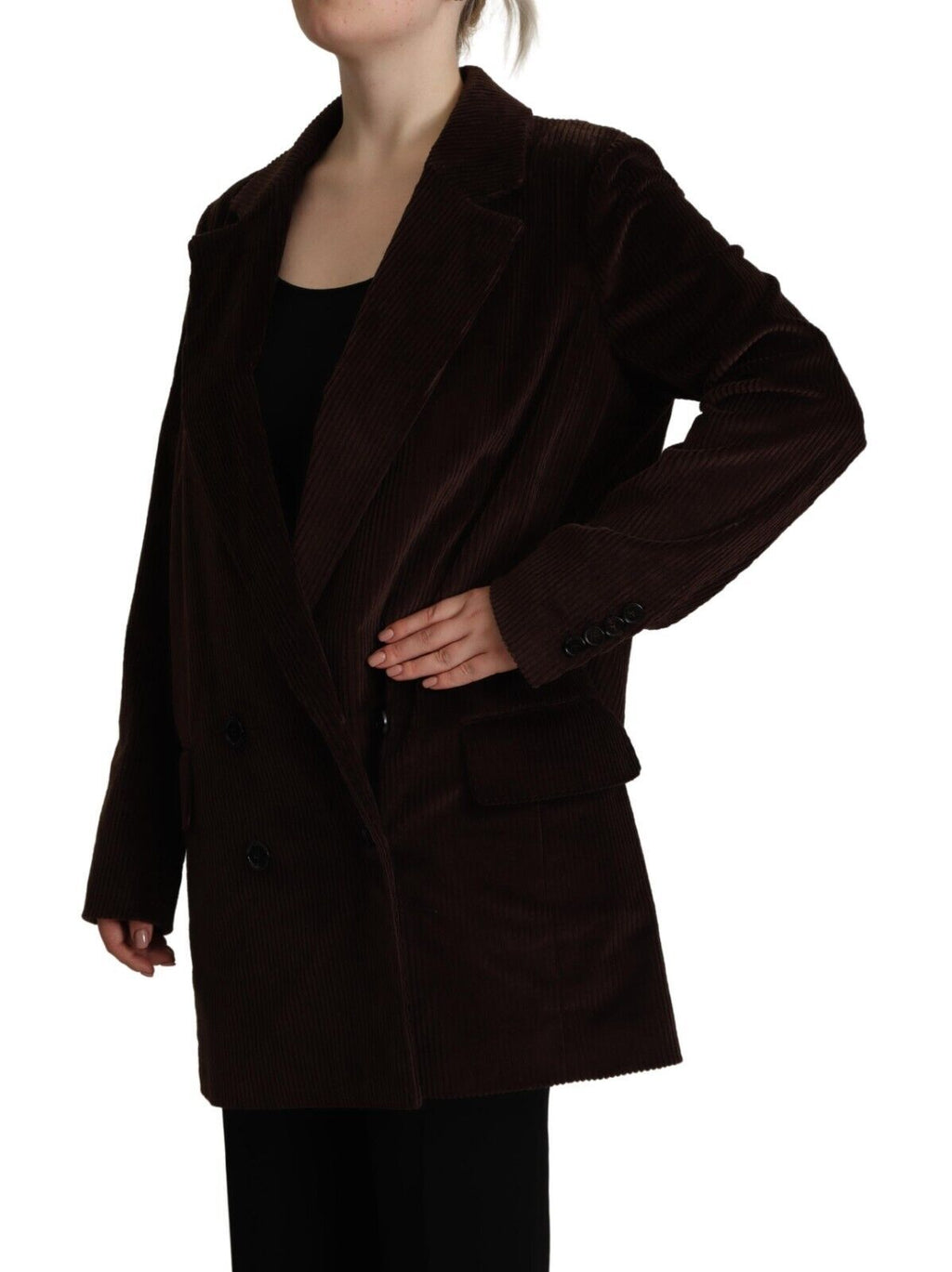 Dolce & Gabbana Burgundy Corduroy Cotton Blazer Plus Size Jacket