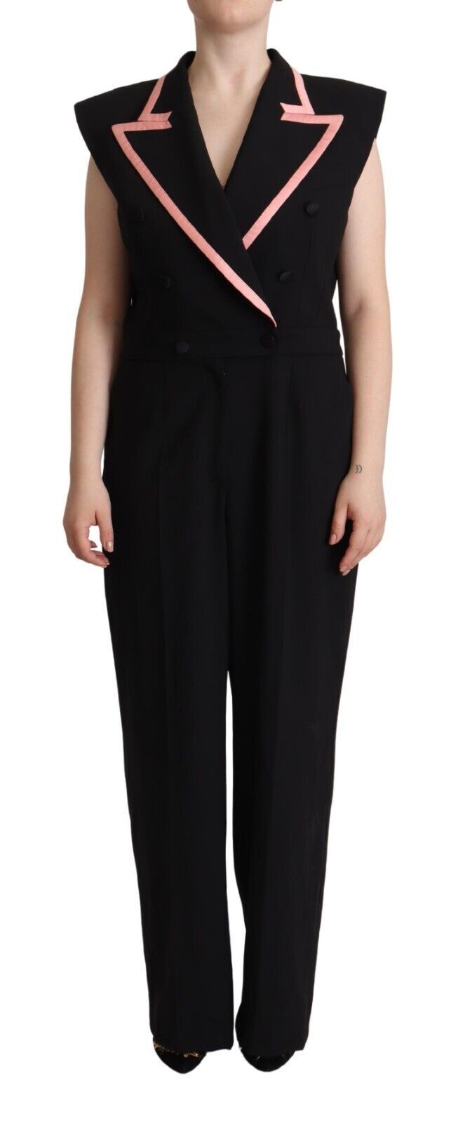 Dolce & Gabbana Black Sleeveless Wool Blend Jumpsuit Dress