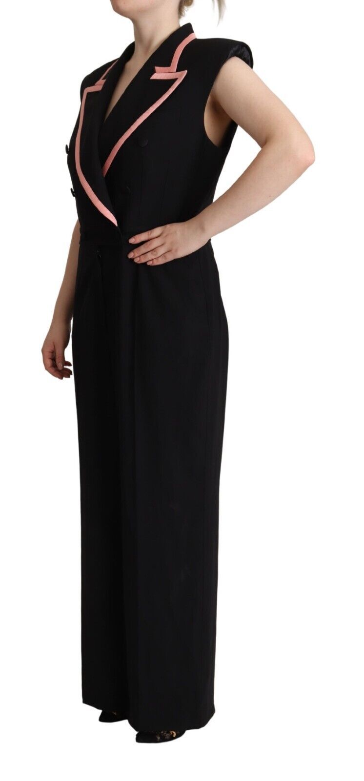 Dolce & Gabbana Black Sleeveless Wool Blend Jumpsuit Dress