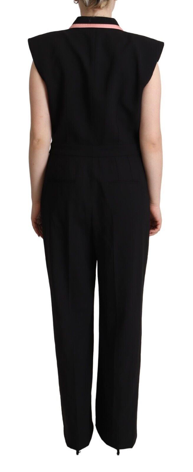 Dolce & Gabbana Black Sleeveless Wool Blend Jumpsuit Dress