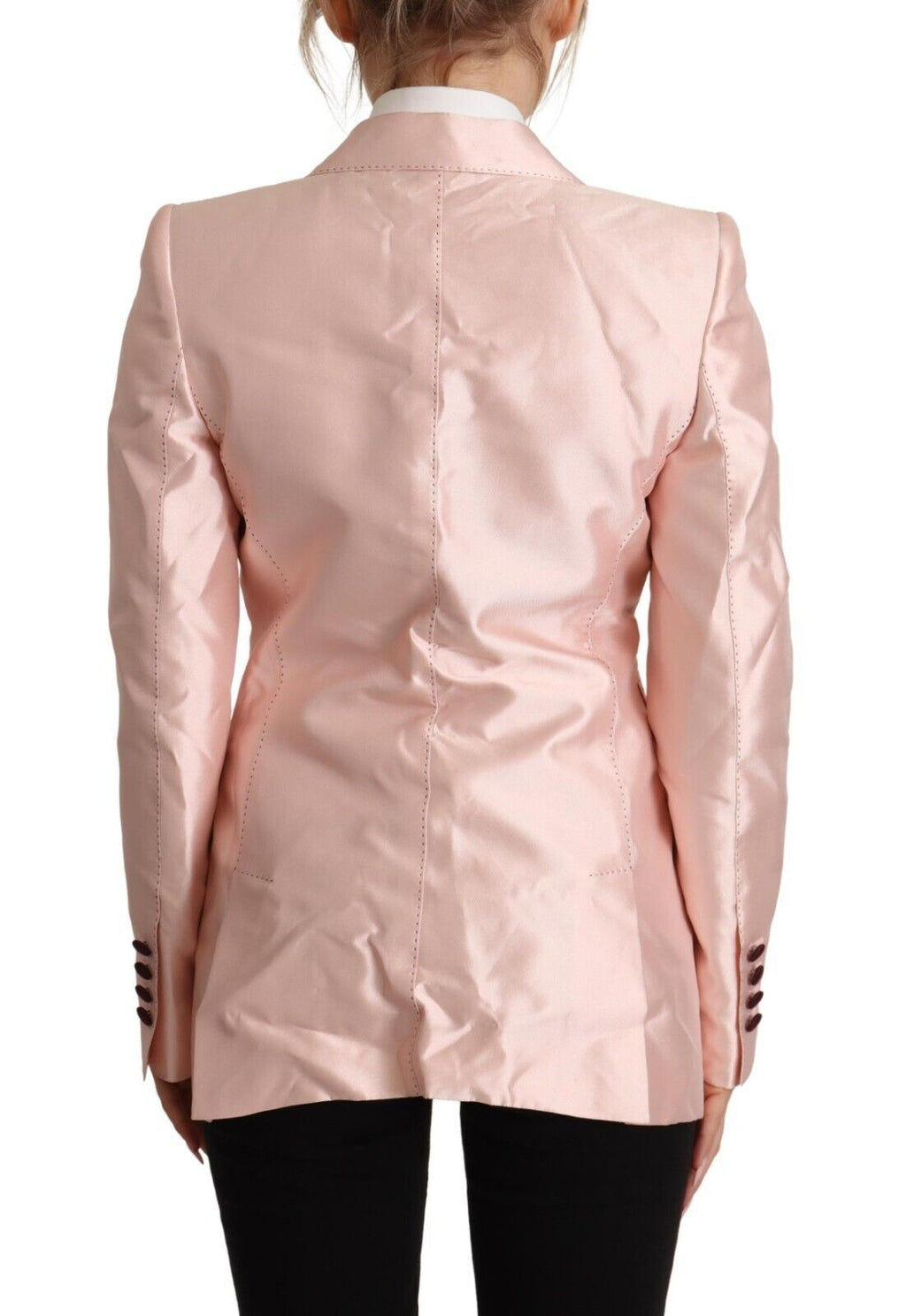 Dolce & Gabbana Pink Satin Long Sleeve Blazer Coat Jacket