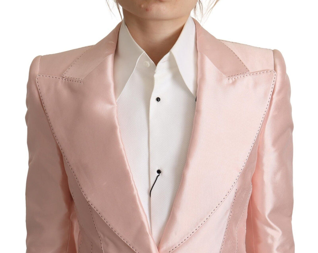 Dolce & Gabbana Pink Satin Long Sleeve Blazer Coat Jacket