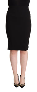 Dolce & Gabbana Black High Waisted Knee Length Pencil Skirt