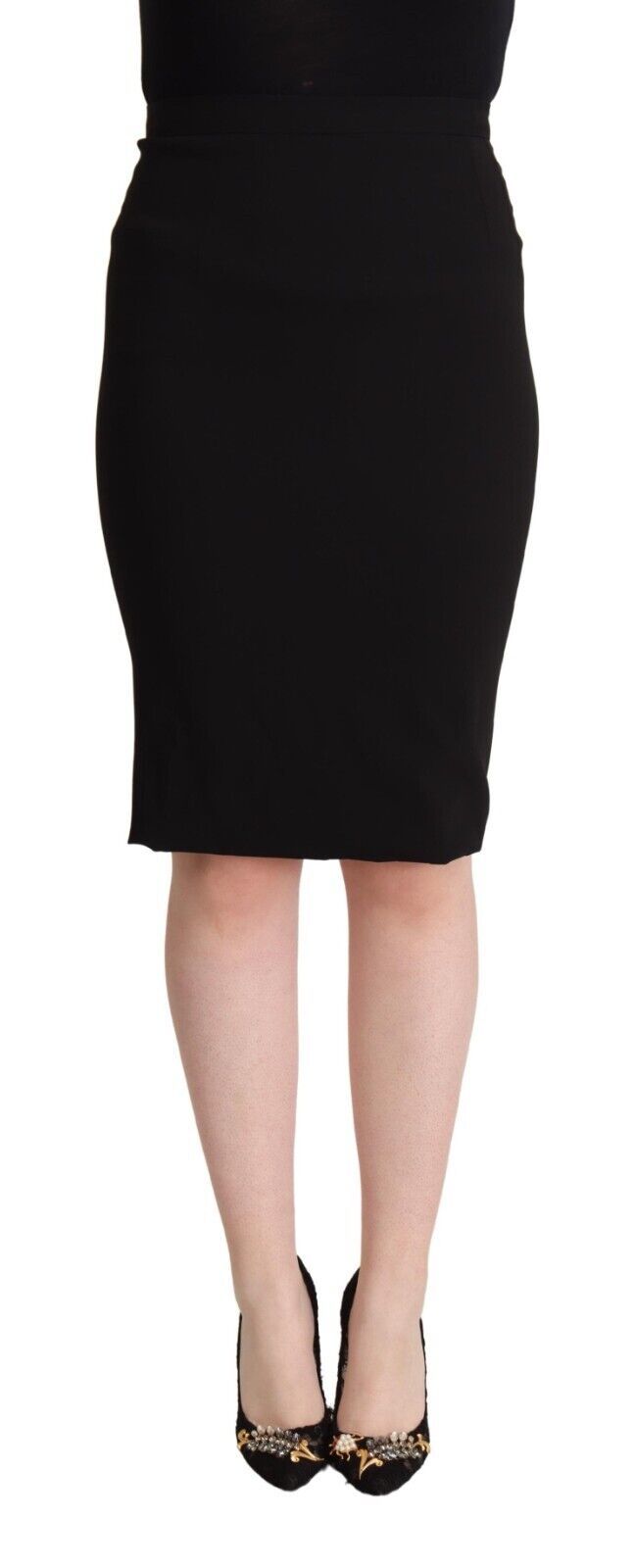 Dolce & Gabbana Black High Waisted Knee Length Pencil Skirt