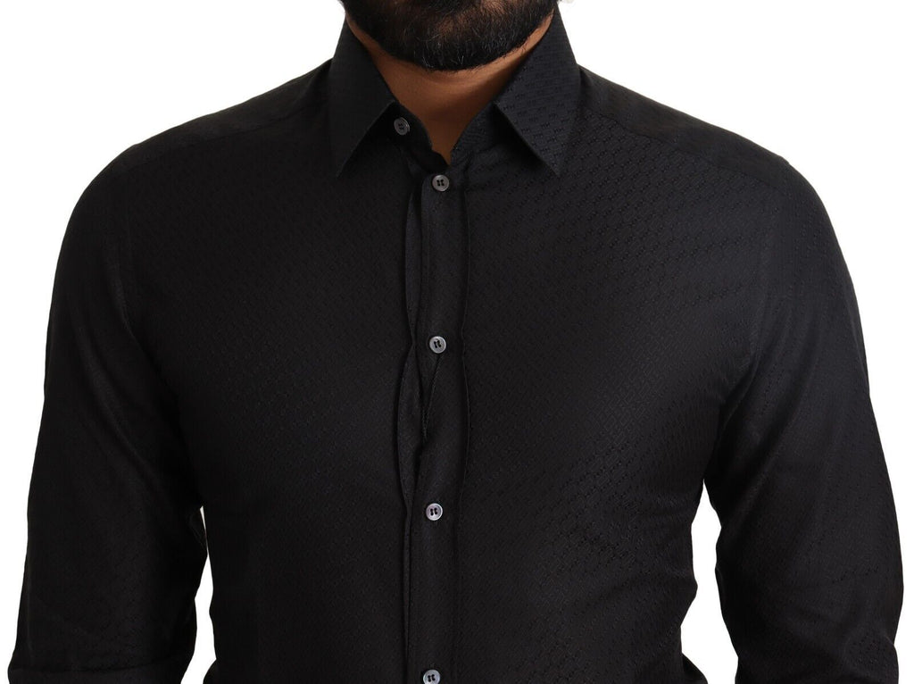 Dolce & Gabbana Schwarzes GOLD Baumwollhemd Formales Hemd