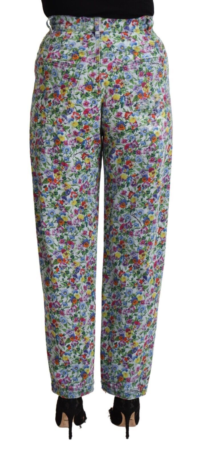 Dolce & Gabbana Blue Floral High-Waisted Denim Jeans