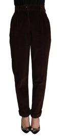 Dolce & Gabbana Bordeauxfarbene Cordhose aus Baumwolle, konisch zulaufende Hose