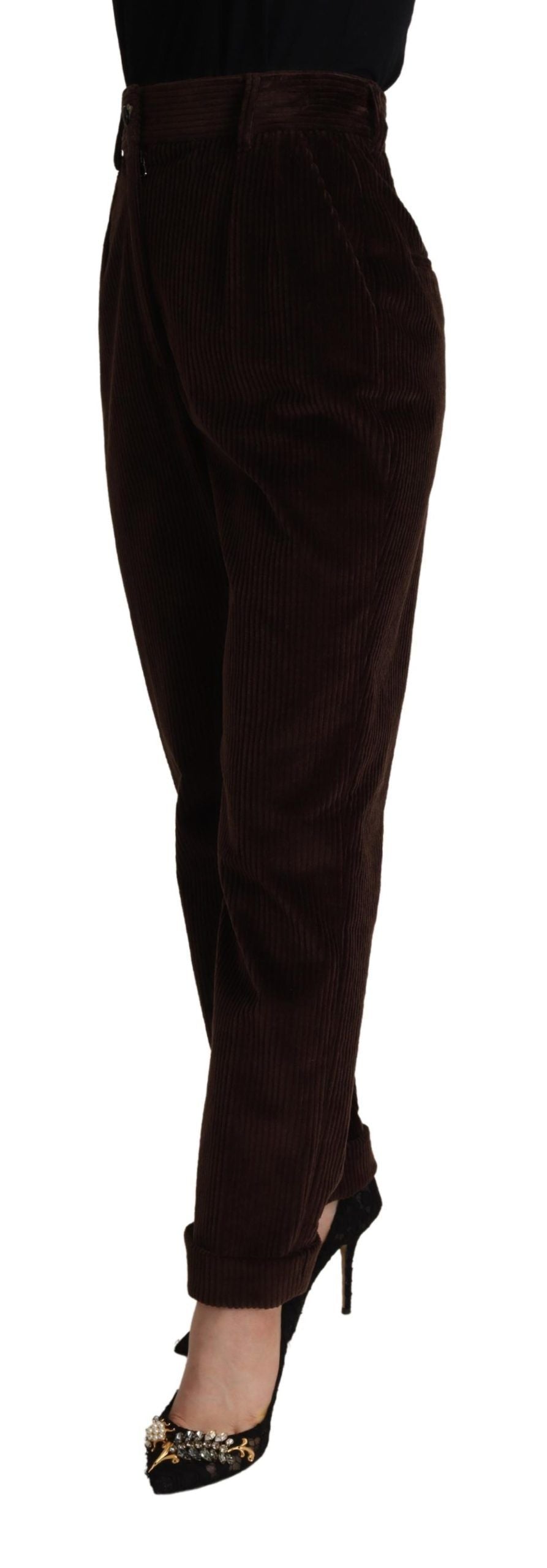 Dolce & Gabbana Bordeauxfarbene Cordhose aus Baumwolle, konisch zulaufende Hose