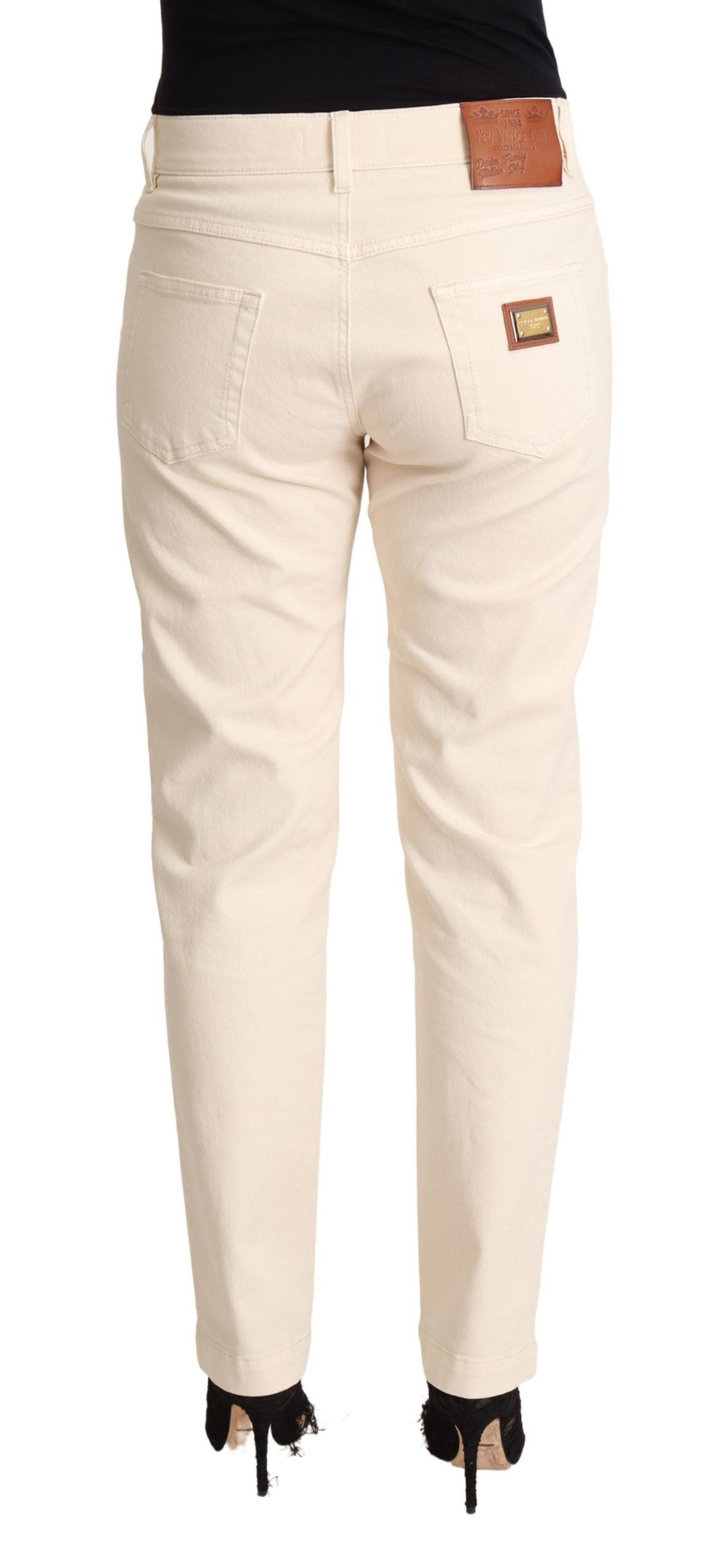 Dolce & Gabbana Weiße Baumwolle Skinny Denim Damen Jeans Hosen
