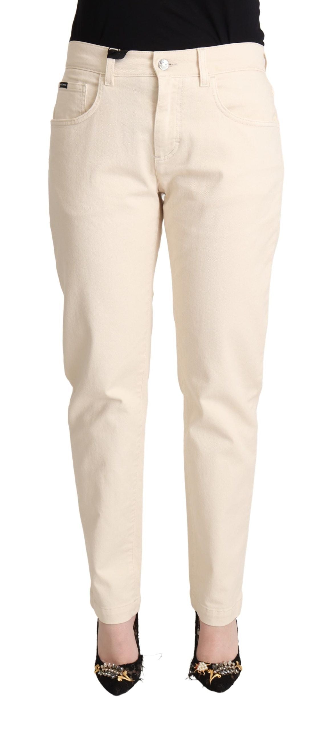 Dolce & Gabbana Weiße Baumwolle Skinny Denim Damen Jeans Hosen
